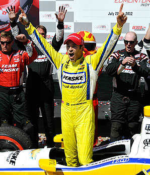Helio Castroneves claimed his second victory of the year in Edmonton.
